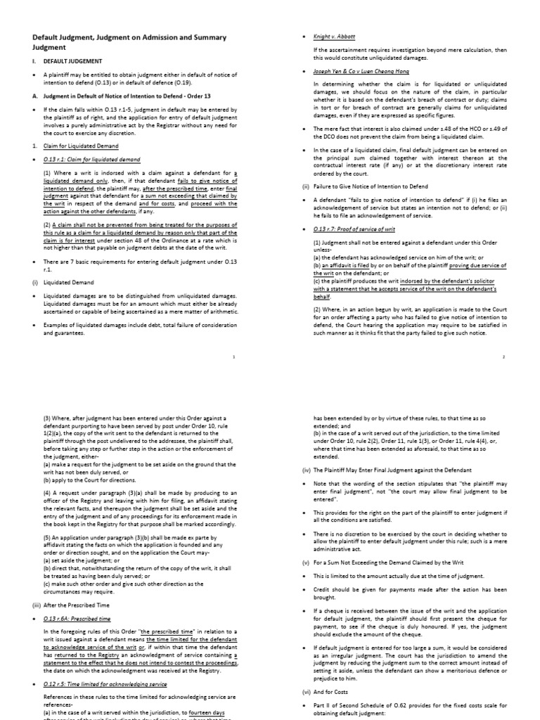 Default Judgment Procedures Explained | PDF | Default Judgment ...