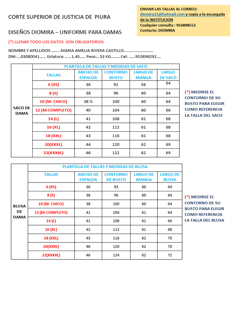 Plantilla de Tallas y Reporte de Tallas | PDF | Ropa | Moda