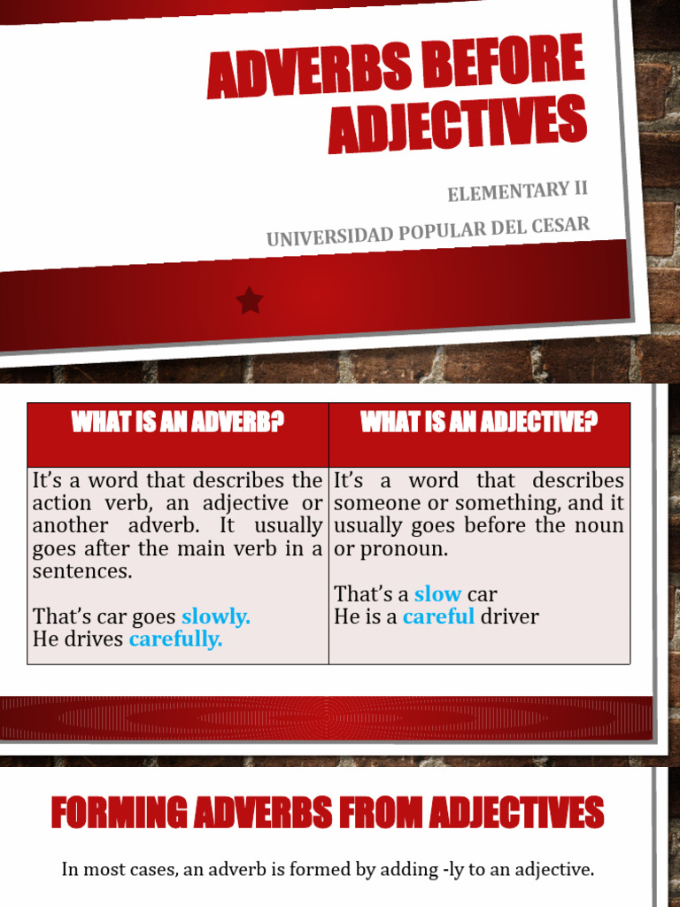Adverbs Before Adjectives Explained | PDF | Adverb | Adjective