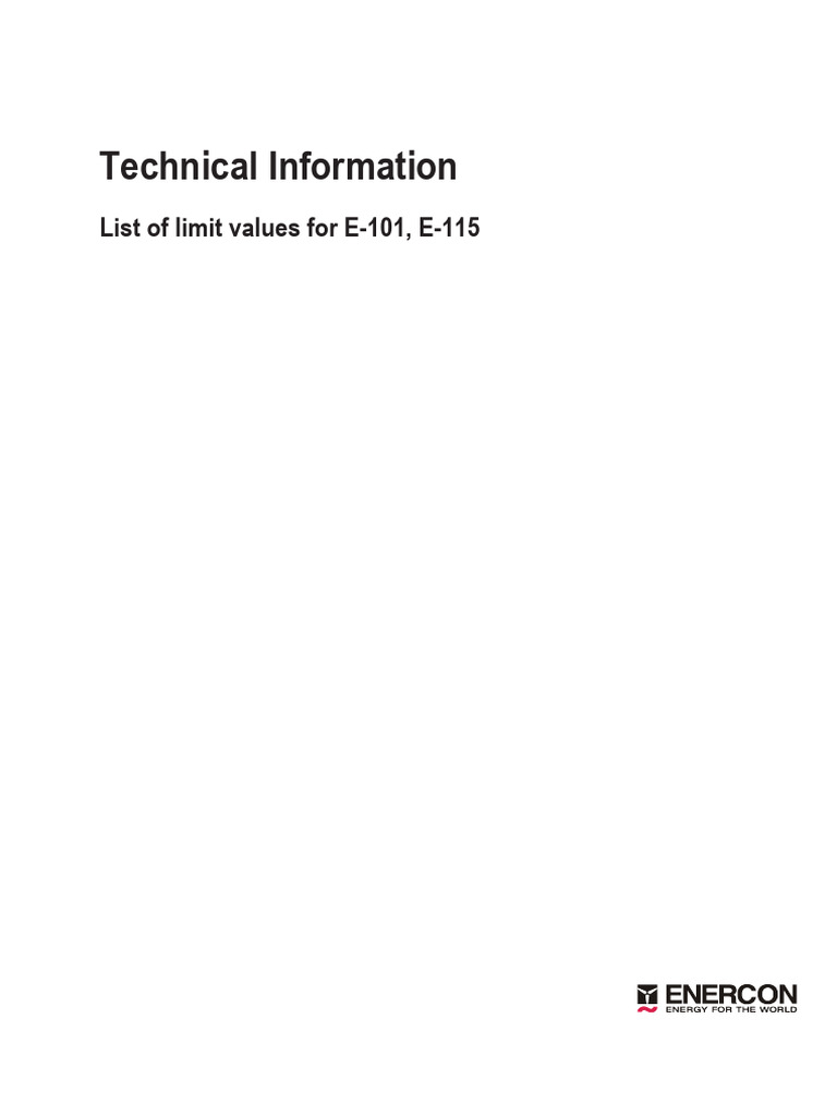 Limit Values for E-101 and E-115 WECs | PDF | Gear | Switch