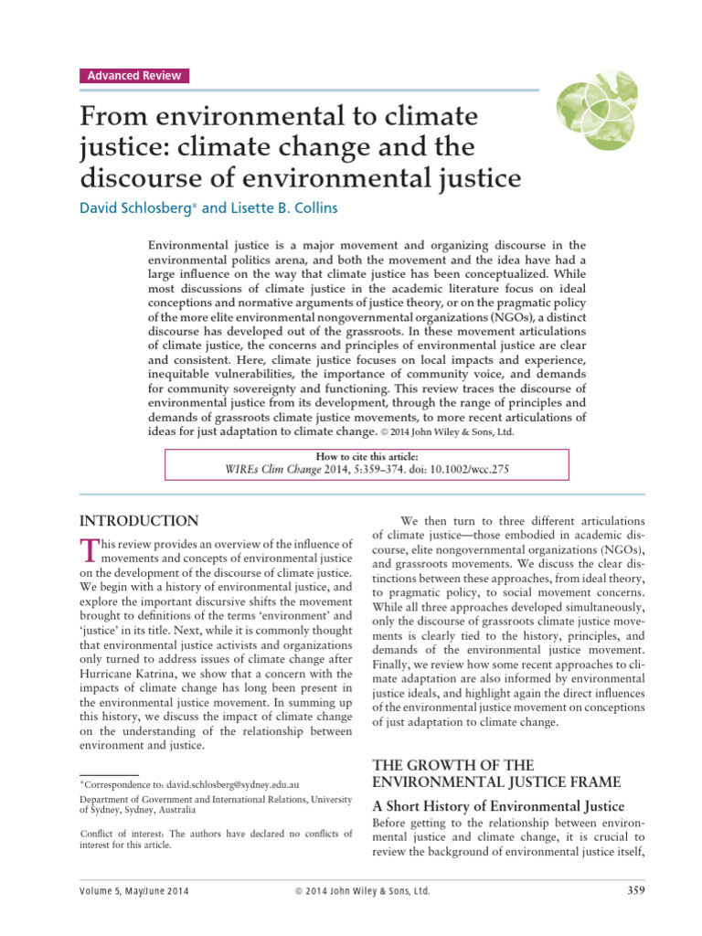 Climate Justice and Environmental Discourse | PDF | Climate Change ...