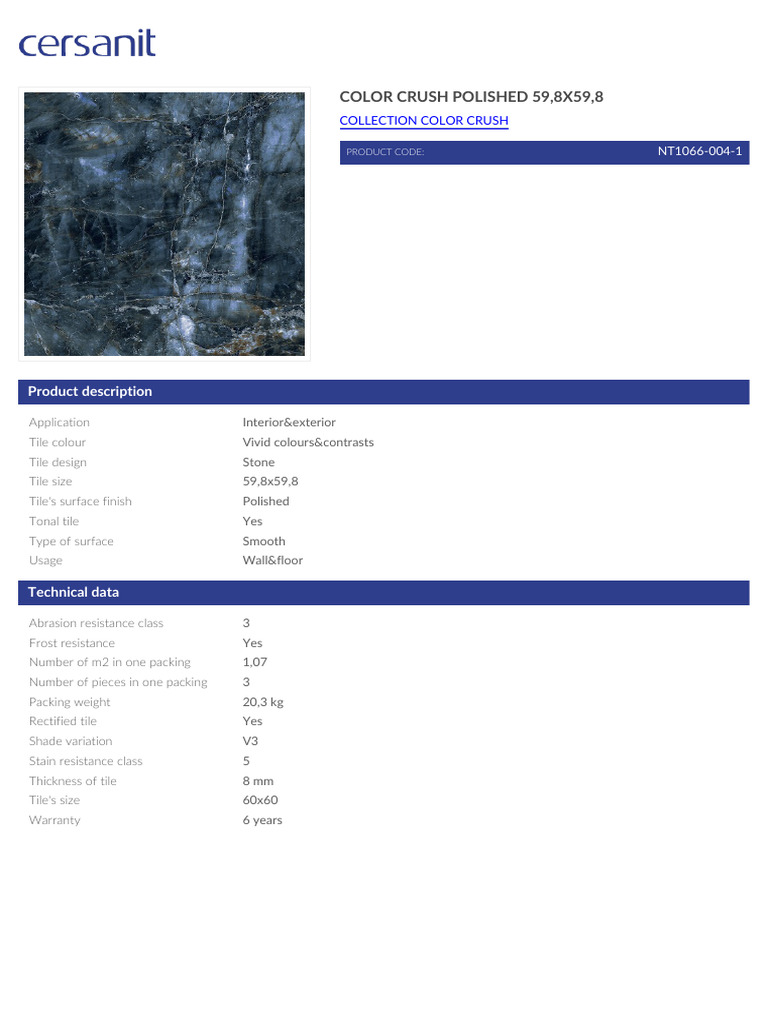 Cersanit Color Crush Polished 59 8x59 8 | PDF