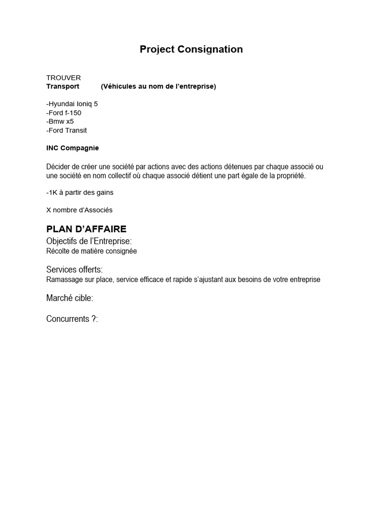Fiche de Consignation pour Entreprises | PDF | Business | Sodles