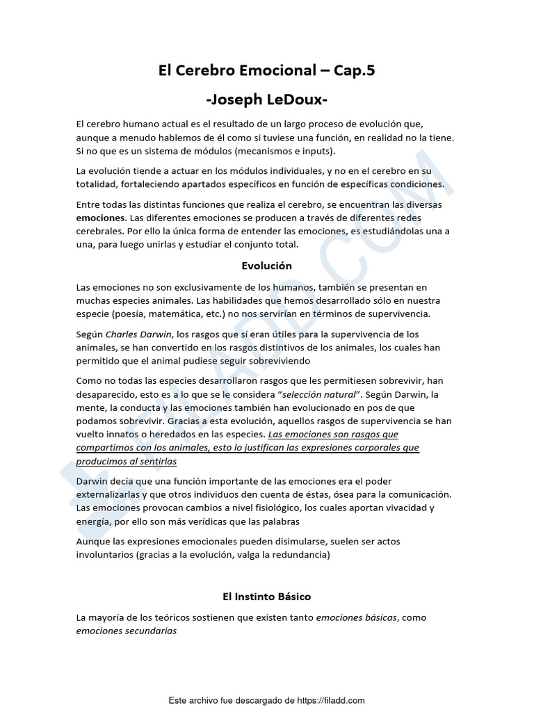 El Cerebro Emocional: Evolución y Función | PDF | Las emociones | Evolución