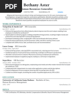 Human Resources Generalist Resume Example