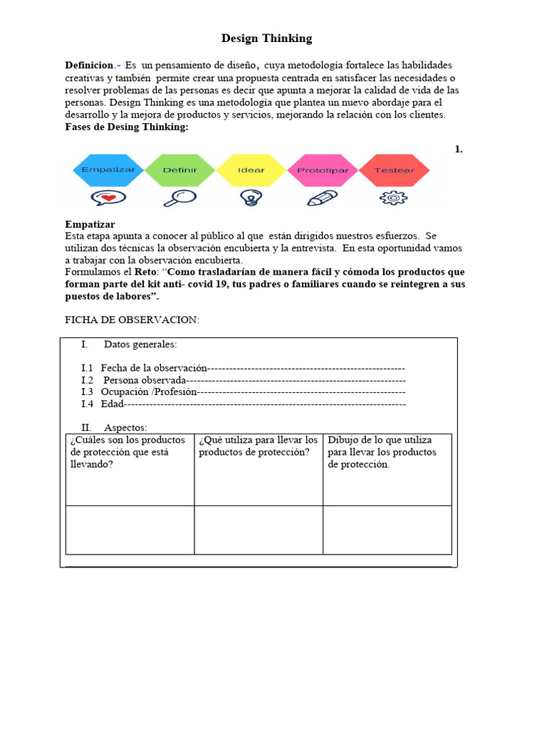Metodología de Design Thinking en COVID-19 | PDF | El pensamiento de ...