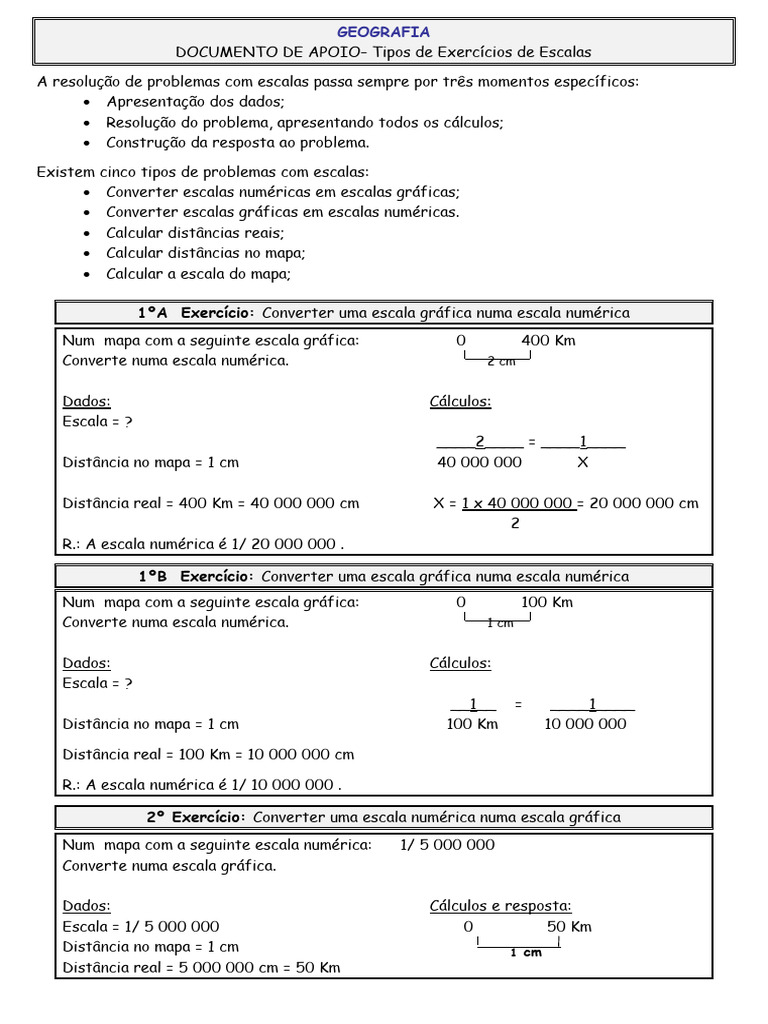 Exercícios de Escala Matemática | PDF | Mapa
