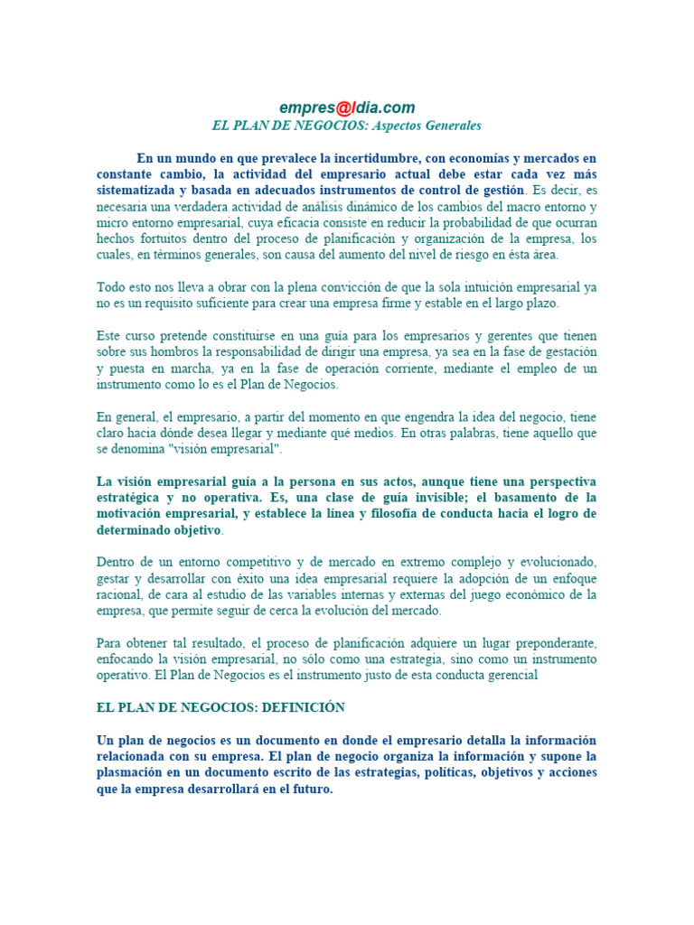 Guía Completa para un Plan de Negocios | PDF | Business | Marketing