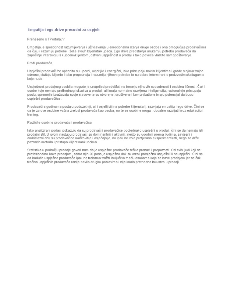 Empatija I Ego Drive | PDF