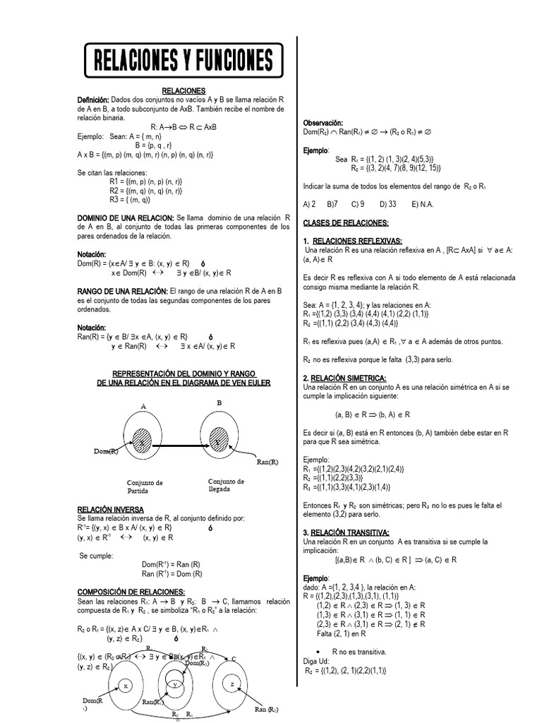 Relaciones y Funciones | PDF | Función (Matemáticas) | Conjunto