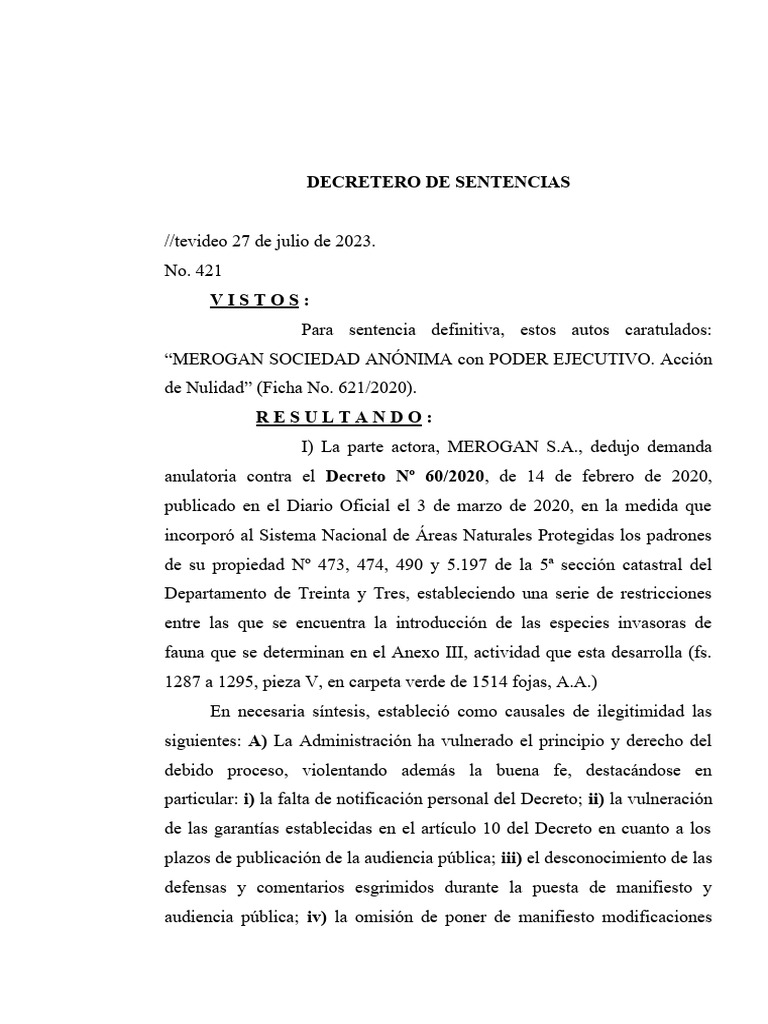 Sentencia T-421 de 2023: Nulidad Decreto | PDF | Debido al proceso