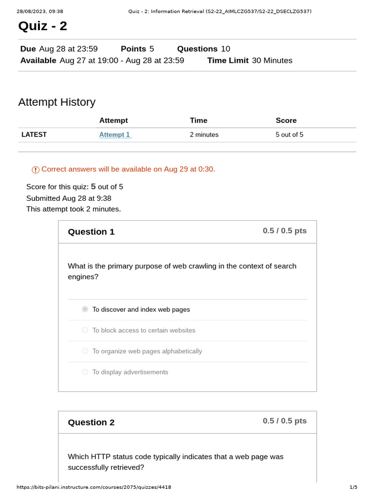 SEO Quiz on Information Retrieval | PDF | World Wide Web | Internet & Web