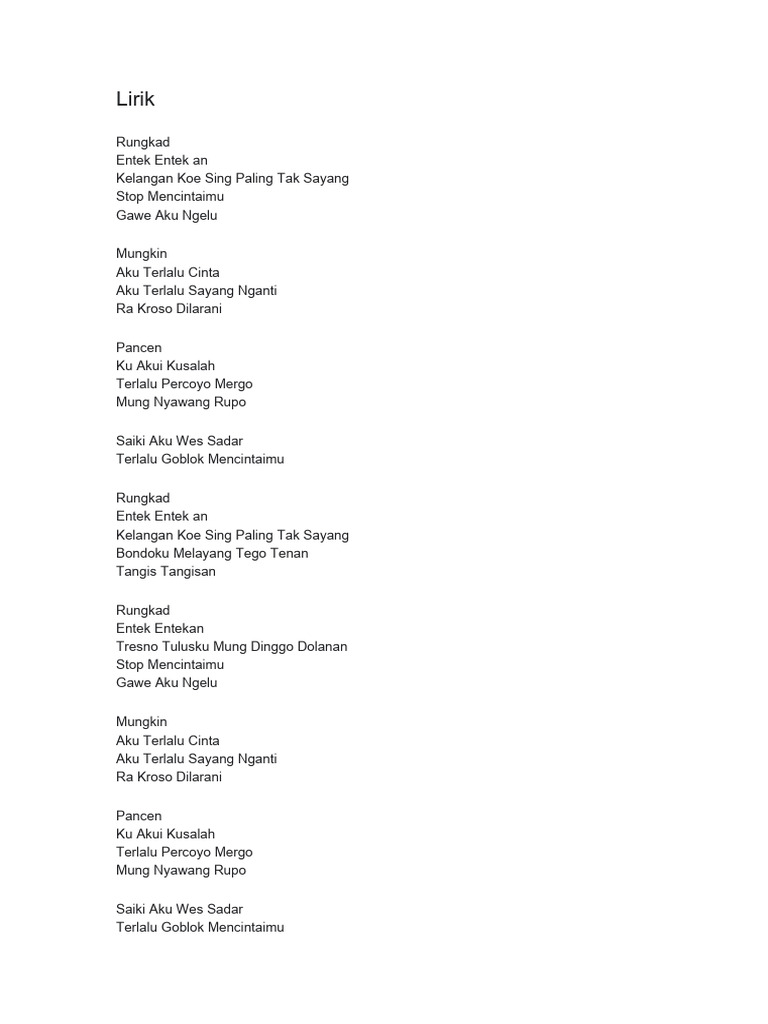 Lirik dan Chord Lagu Rungkad | PDF