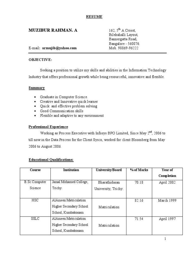 Bsc Resume Proxy Server Hypertext Transfer Protocol