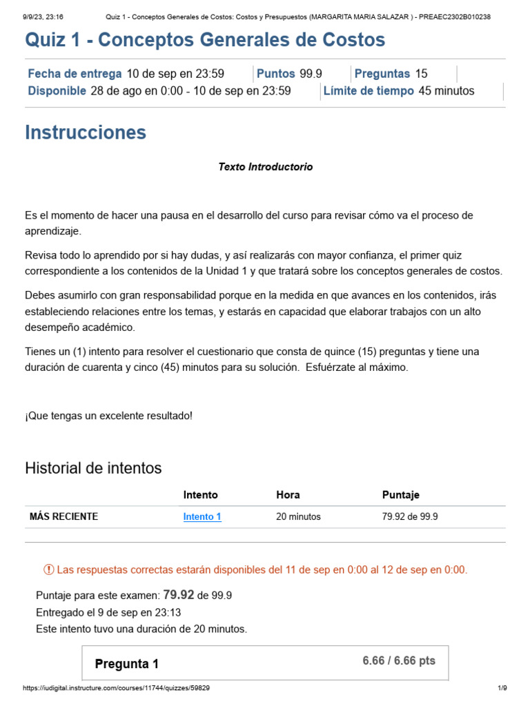 Quiz sobre Costos y Presupuestos | PDF | Presupuesto | Contabilidad de ...