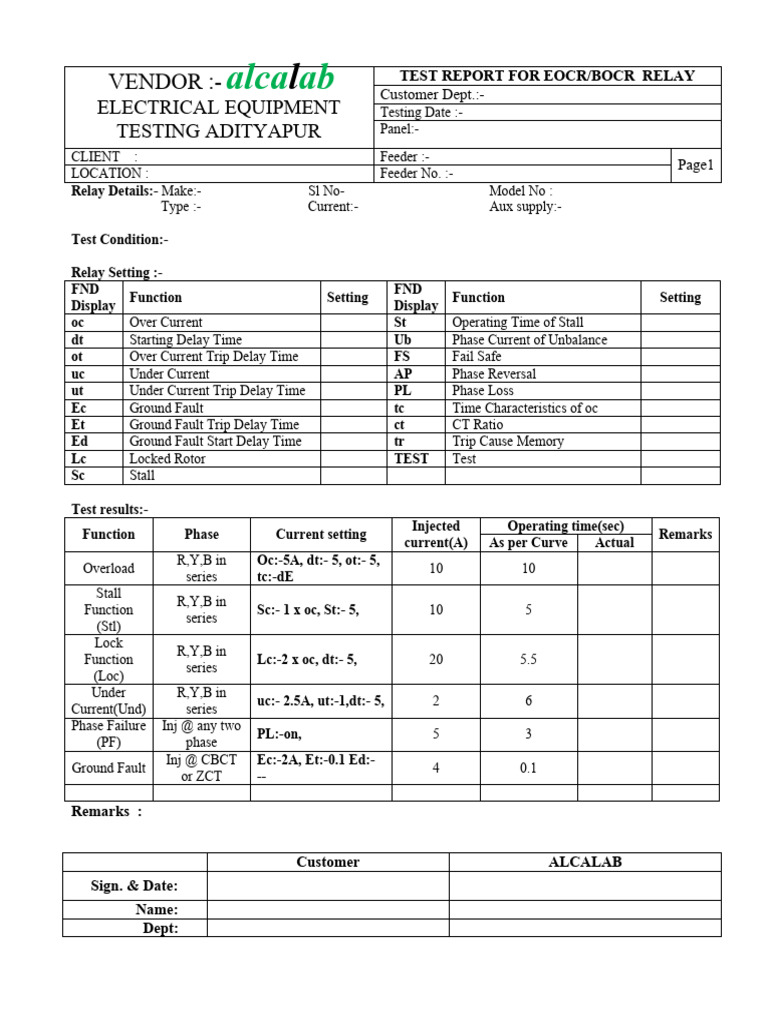 BOCR Relay Test Report Summary | PDF | Equipment | Electrical Components