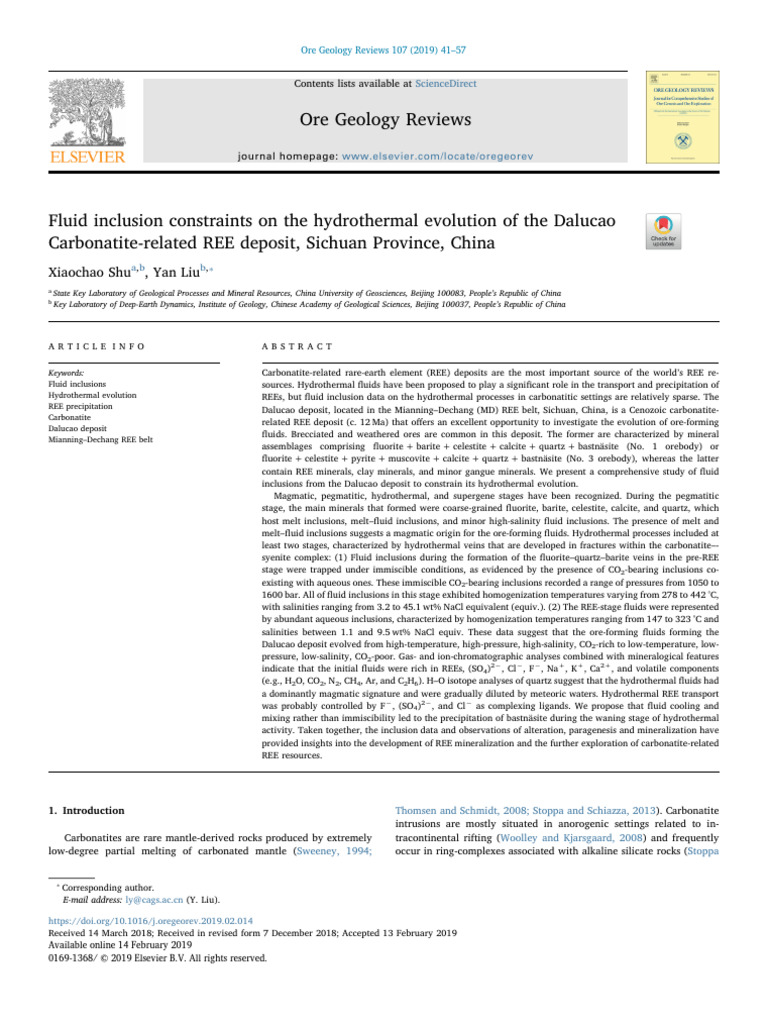 Ore Geology Reviews Sciencedirect PDF Minerals Ore