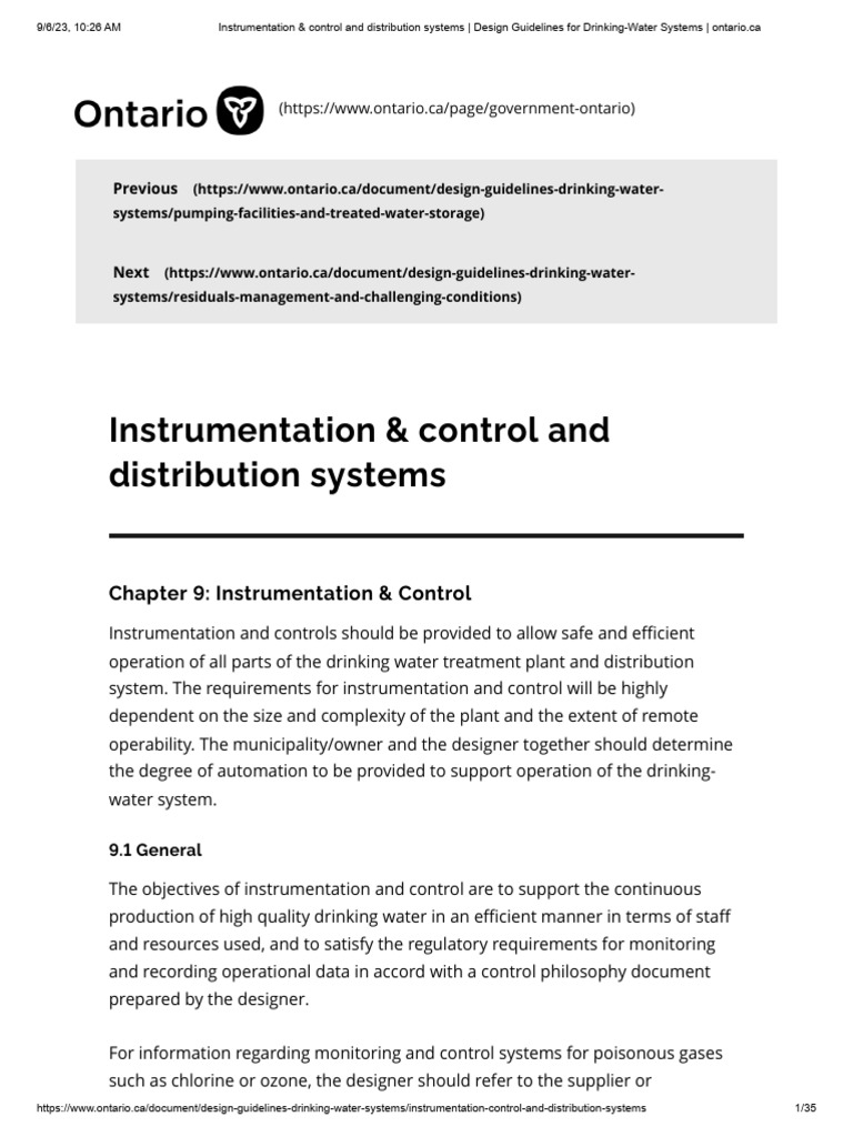 Instrumentation control and distribution systems design guidelines