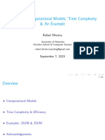 Lecture 1 - Computational Models, Time Complexity & An Example