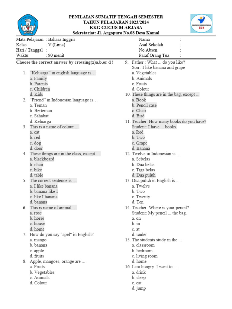 PTS Kelas 05 | PDF | Plants | Foods