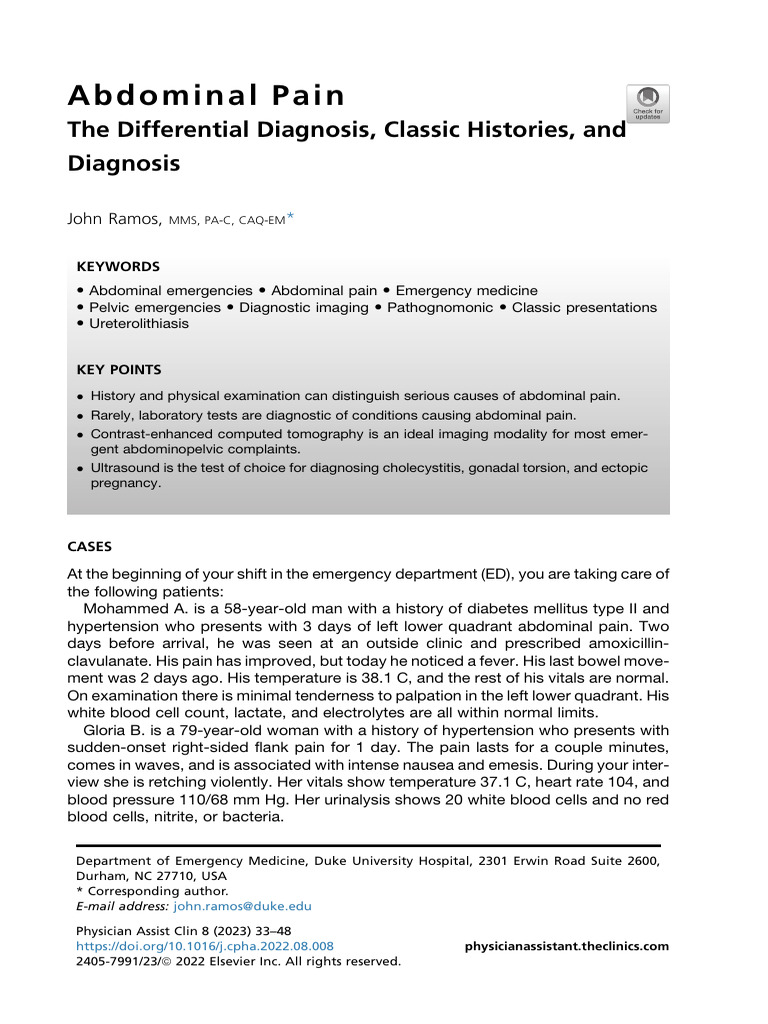 Abdominal Pain The Differential Diagnosis Classic - 2023 - Physician ...