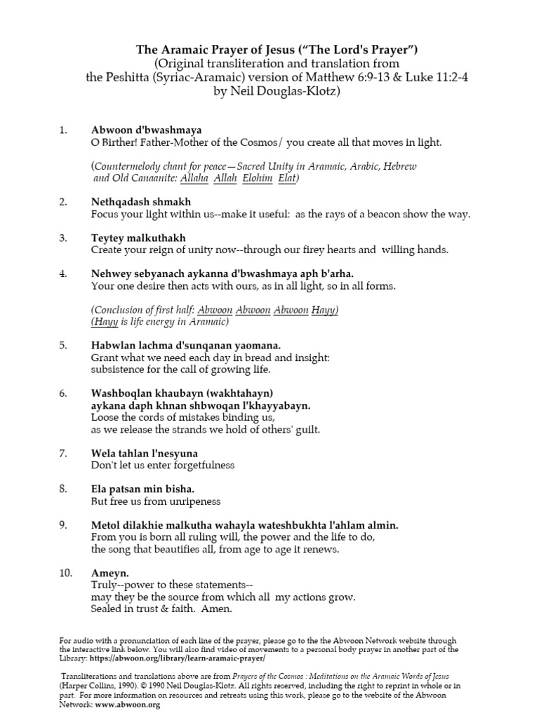 The Aramaic Prayer of Jesus (