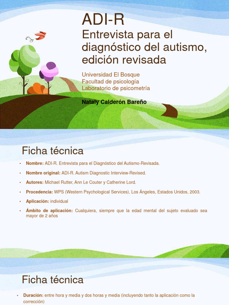 Entrevista ADI-R para Diagnóstico Autista | PDF | Espectro autista ...