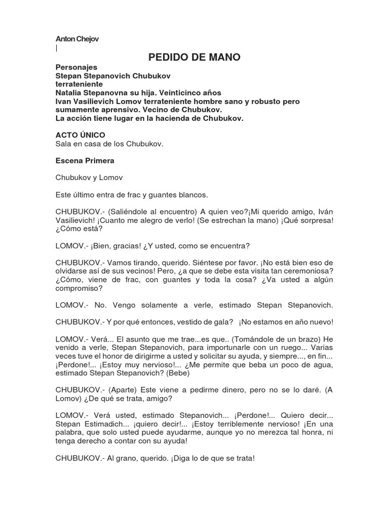 Anton Chejov Pedido de Mano (1) (3795) | PDF | Amor