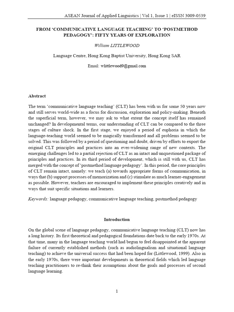 Evolution of Communicative Language Teaching | PDF | Second Language ...