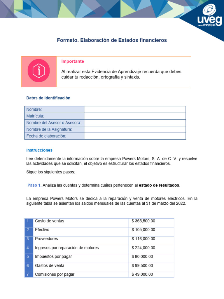 Ea3 Elaboración De Estados Financieros Pdf Contabilidad Estado