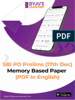 Sbi Po 17th Memory Based Eng 12