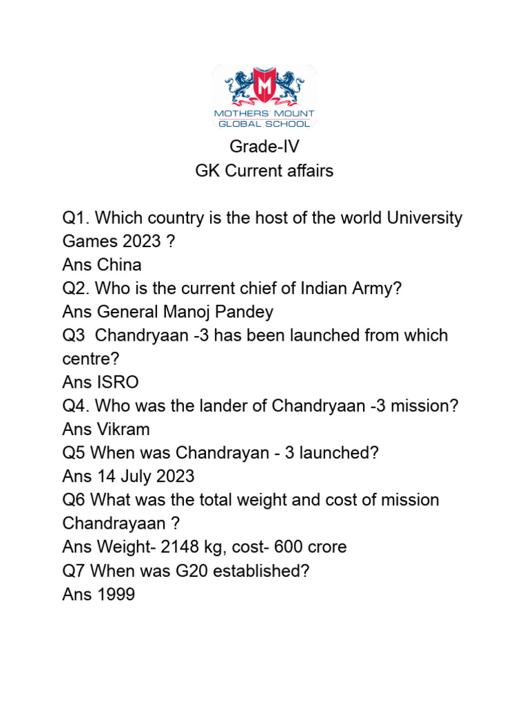 Gk Current Affairs Pdf