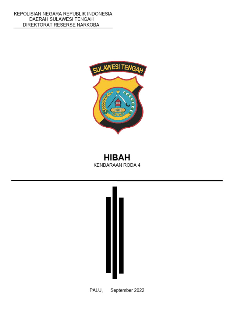 Hibah Kendaraan Roda 4 Polda Sulteng | PDF