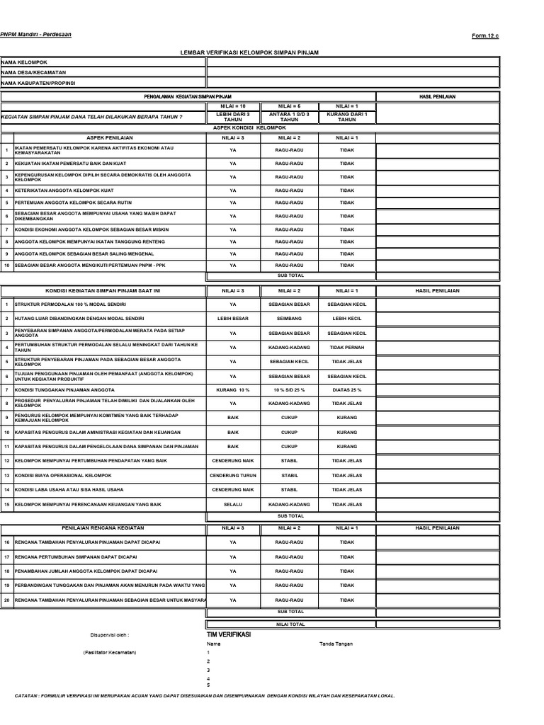 Form. 12.c.verifikasi Kelompok Simpan Pinjam PDF