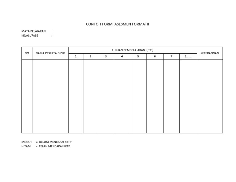 Contoh Format Asesmen Formatif | PDF