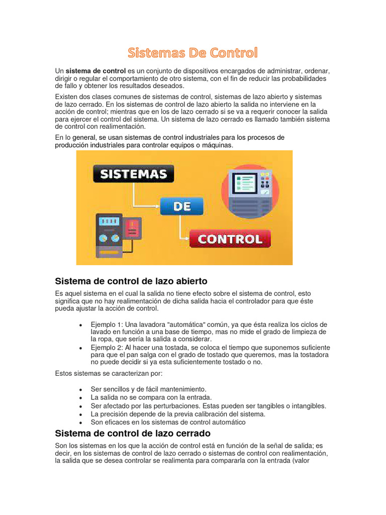 Sistemas de Control PDF Sistema de control Ciencias fisicas