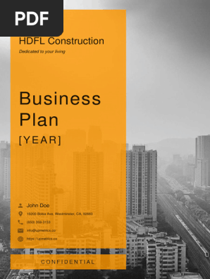 Construction Company Business Plan Example