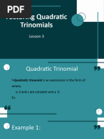 Factoring Quadratic Trinomials