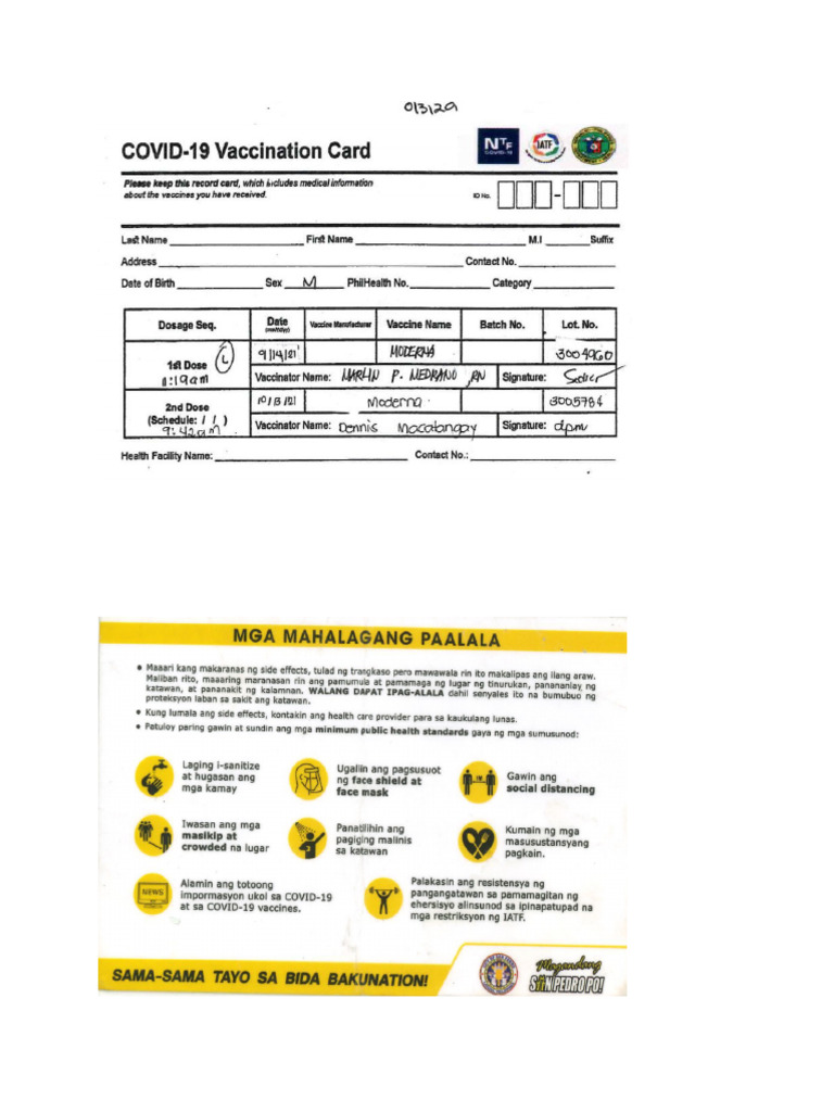 Vaccination Card Sample | PDF