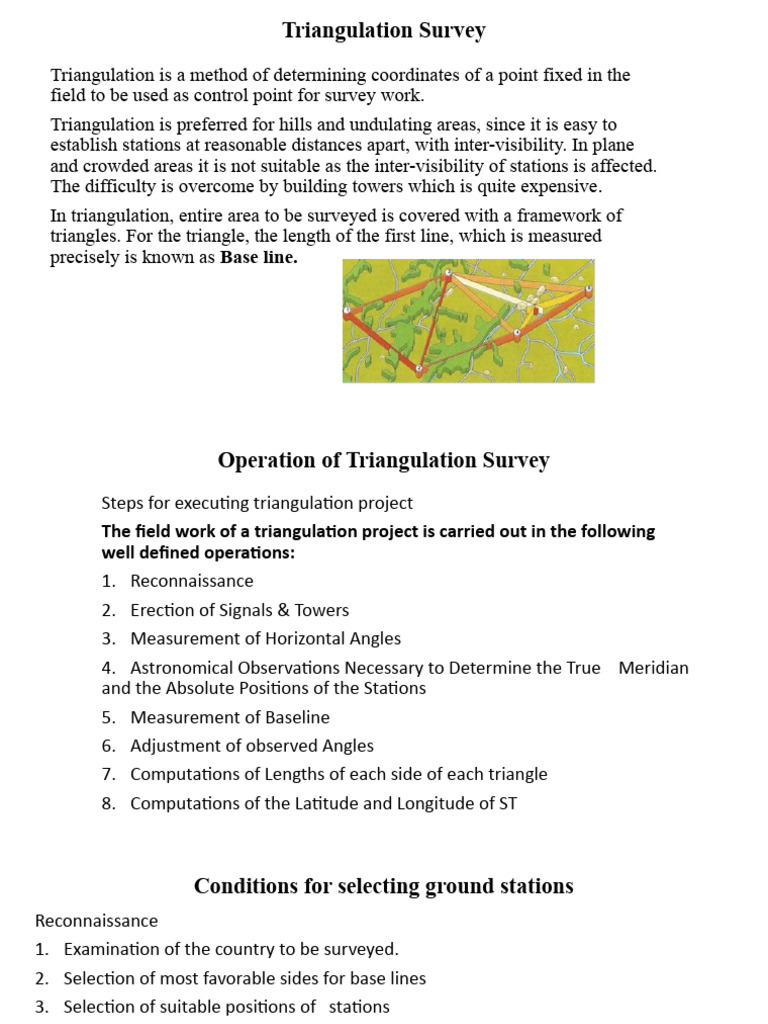 Triangulation Survey Techniques Explained | PDF | Surveying | Triangle