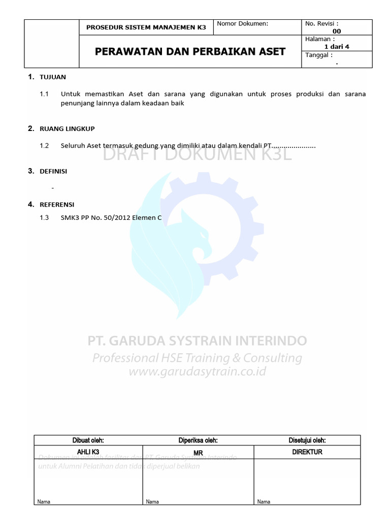 Sop 14 Perawatan Dan Perbaikan Aset Pdf