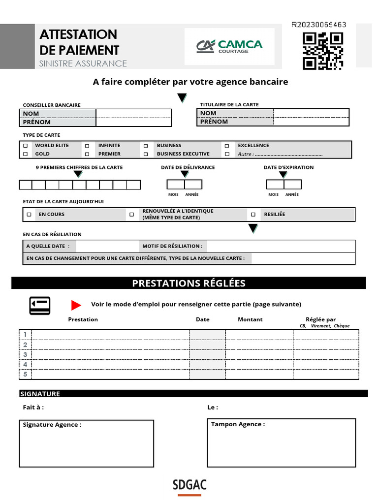 Attestation de Paiement Sinistre Assurance | PDF | Assurance | Secteurs ...