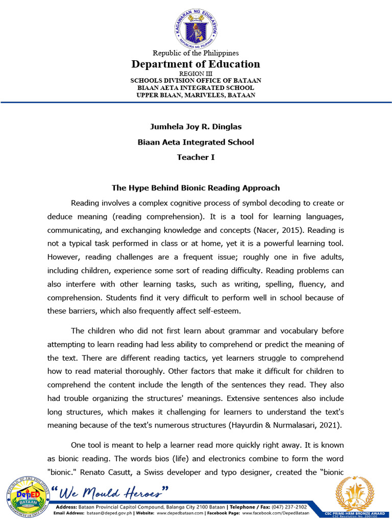 Bionic Reading: Enhancing Comprehension | PDF | Reading Comprehension ...