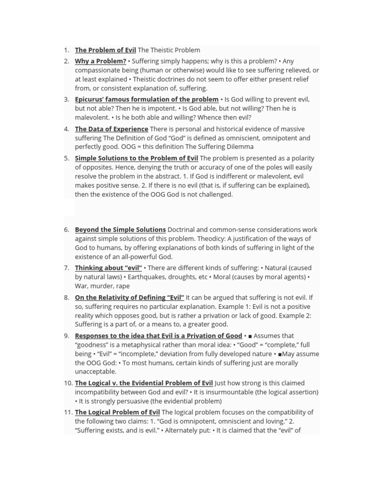 The Problem Of Evil Pdf