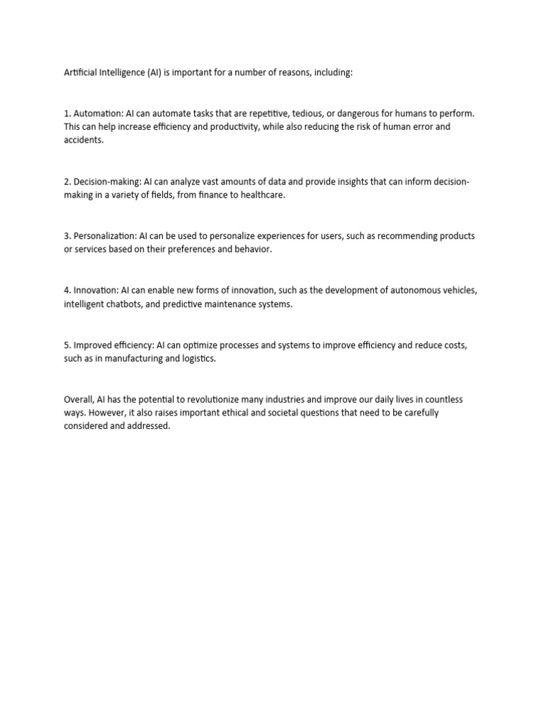 Benefits and Impact of AI | PDF | Technology & Engineering