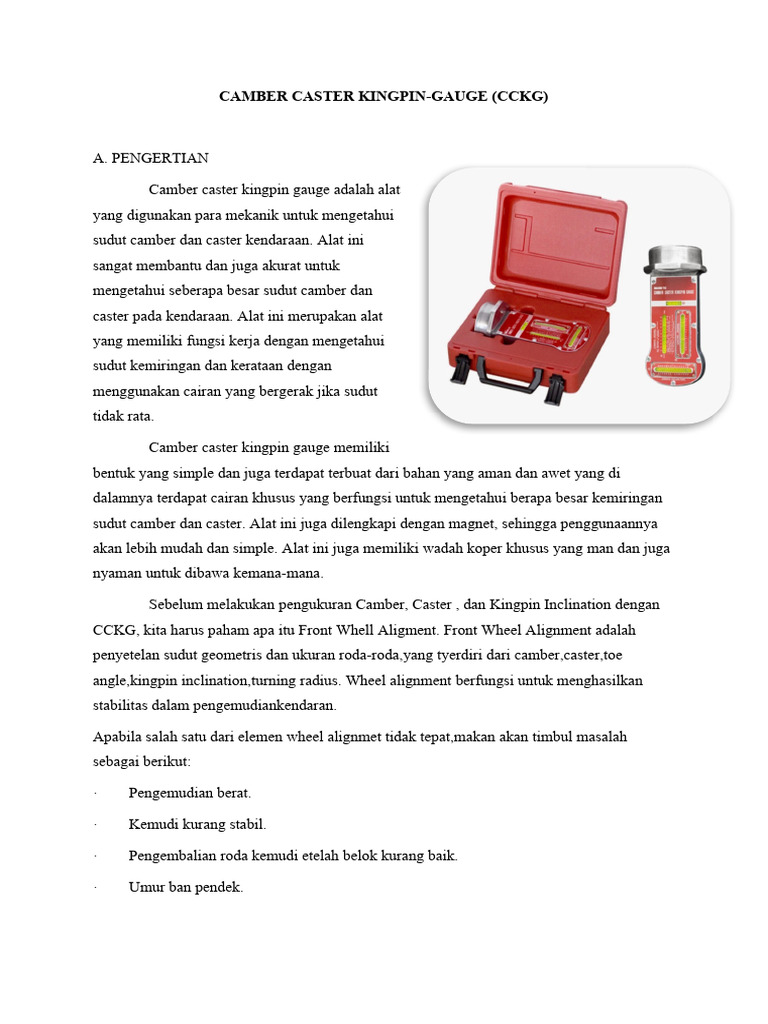 Camber Caster Kingpin-Gauge (CCKG) by Dwi Ahmad Arif | PDF