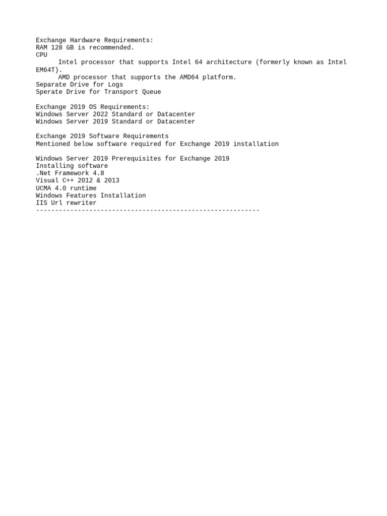 Exchange Hardware Requirements PDF