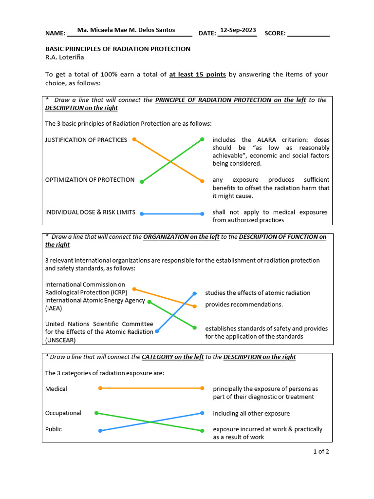 DELOS SANTOS MA. MICAELA MAE M QUIZ Basic Principles of Radiation