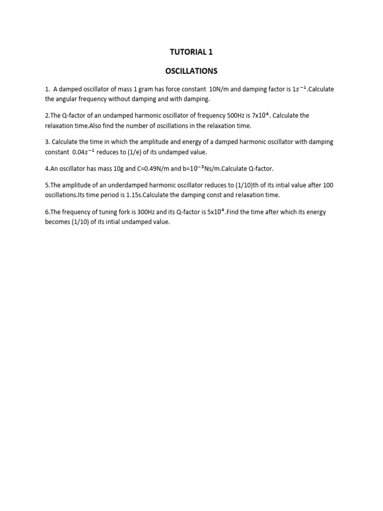 Oscillation Calculations Tutorial | PDF | Teaching Methods & Materials ...