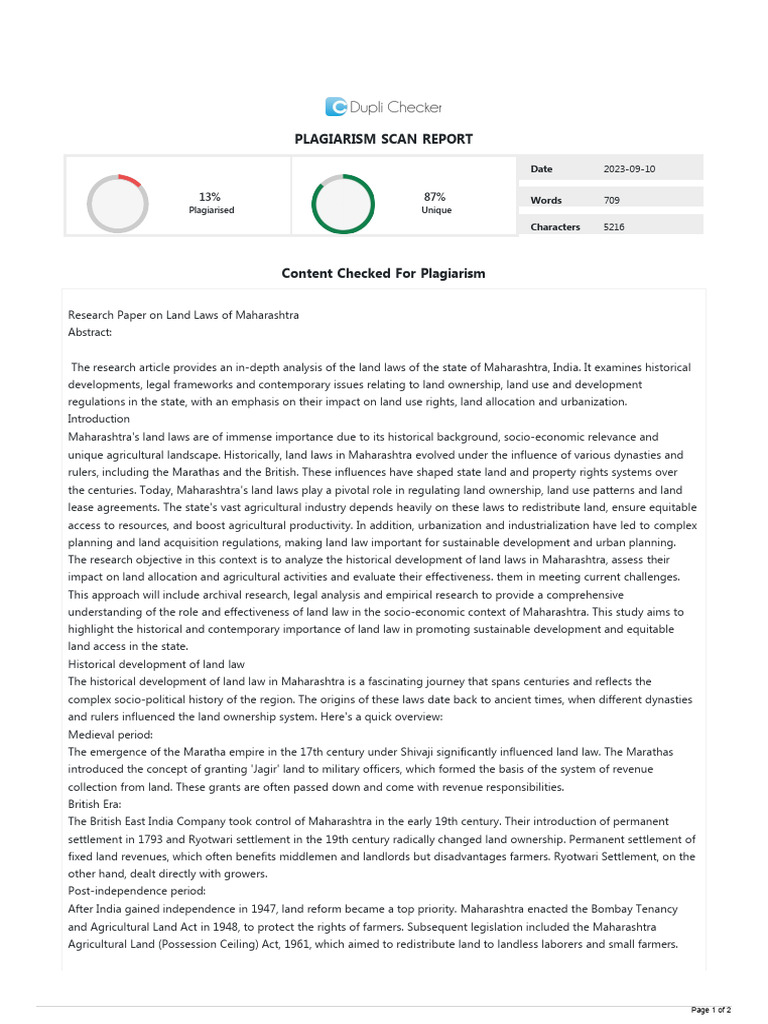 Duplichecker Plagiarism Report Free